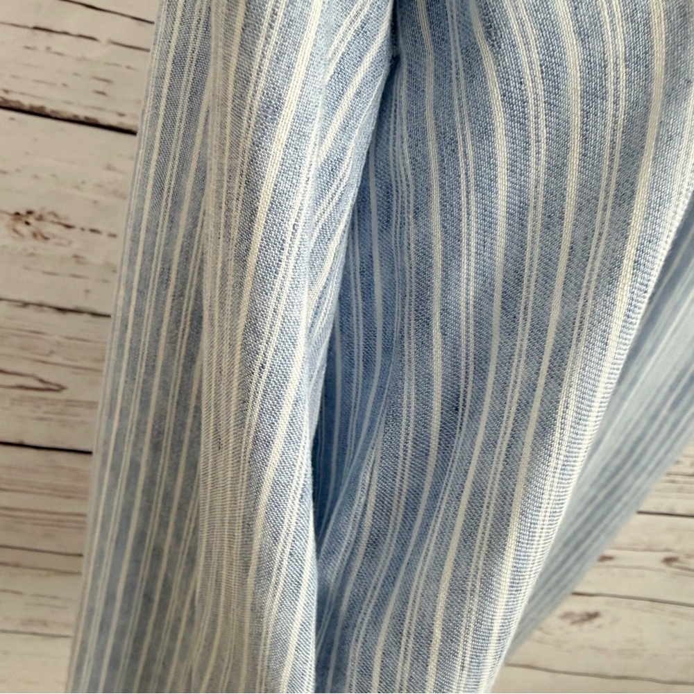 7 For All Mankind Off the Shoulder Light Blue & White Striped Mini Dress Medium - Picture 7 of 9